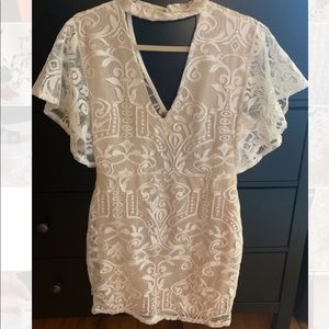Charlotte Russe nude dress w white lace